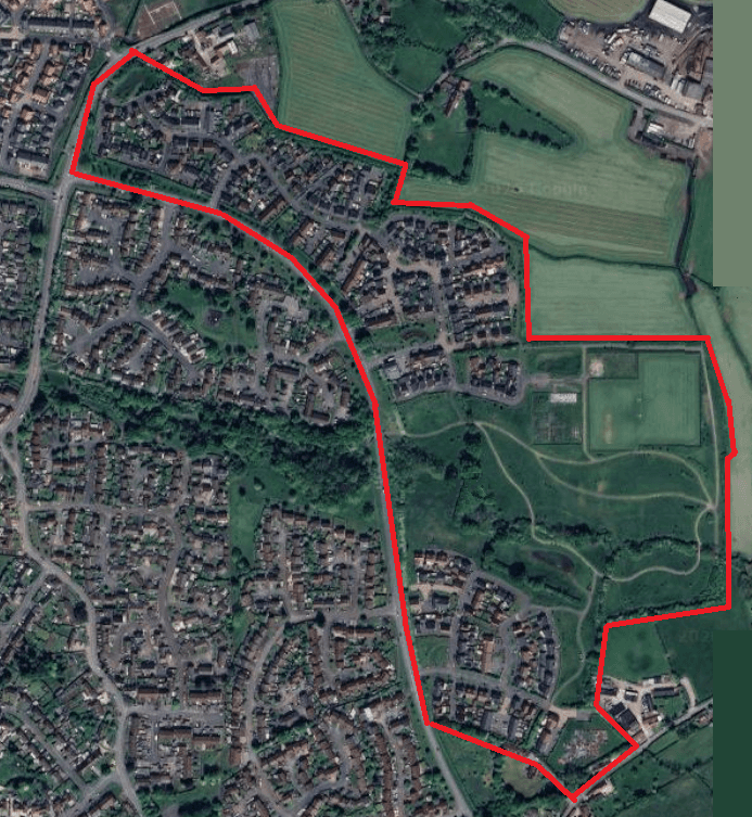 Satellite view of Thornbury Fields estate